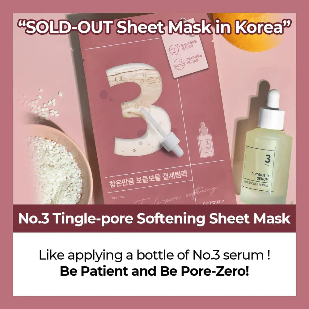NUMBUZIN | No.3 Tingle-Pore Softening Sheet Mask - InternationalCosmetic