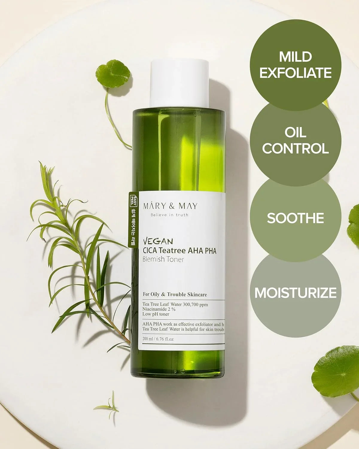 MARY & MAY | Vegan Cica Teatree AHA PHA Toner - 200 ml - InternationalCosmetic