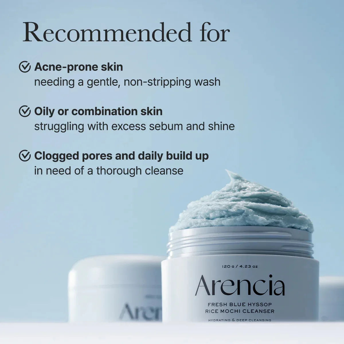 ARENCIA | Fresh Blue Hyssop Rice Mochi Cleanser - 120ml - InternationalCosmetic