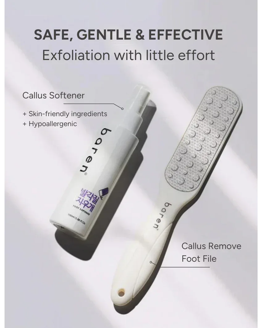 BAREN | Callus Remover Kit for Feet: Foot File & Peeling Foot Spray - InternationalCosmetic
