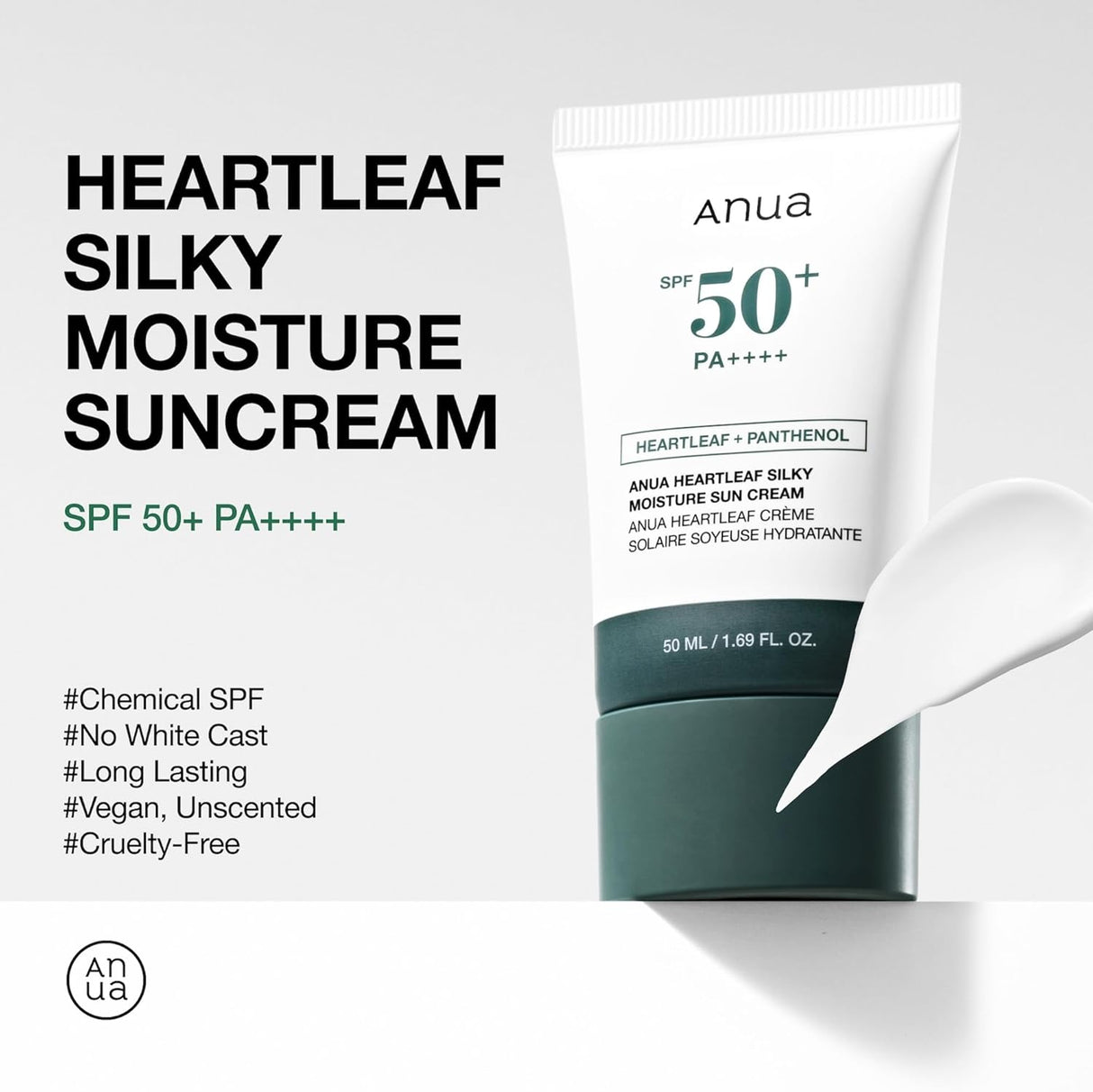 ANUA | Heartleaf + Panthenol Silky Moisture Sun Cream SPF50+ - 50ml