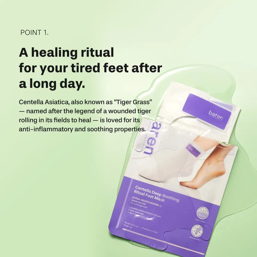 BAREN | Centella Deep Soothing Ritual Foot Mask - 3 pares