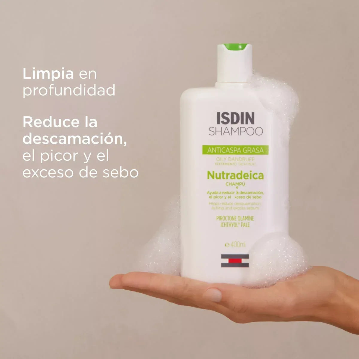 ISDIN | Nutradeica® Champú Anticaspa Grasa - 400ml - InternationalCosmetic