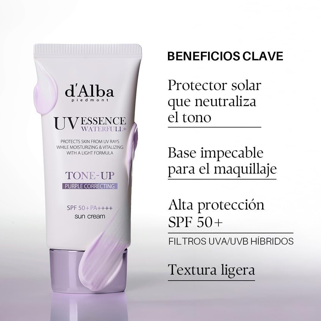D'ALBA | UV Essence Waterfull Tone-Up Purple Correcting Sun Cream SPF50+ PA++++ Purple - 50 ml