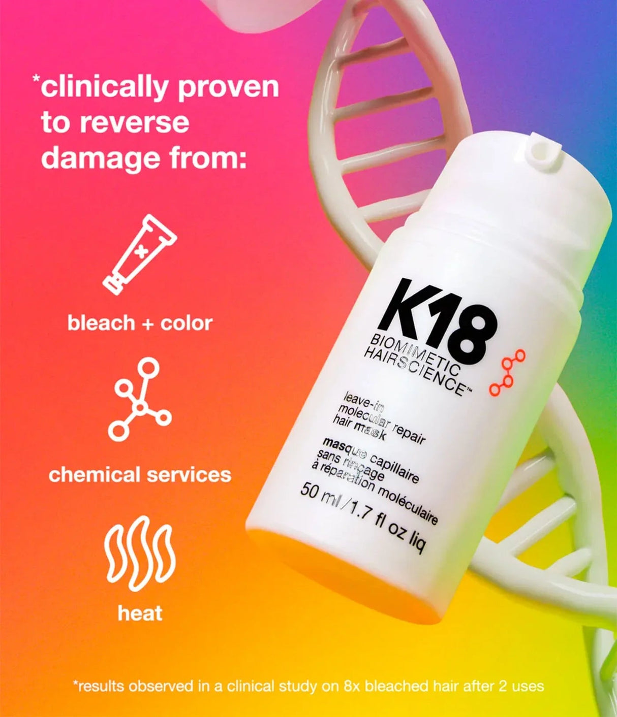 K18 HAIR | Leave-in Molecular Repair Hair Mask Mini - 15 ml - InternationalCosmetic