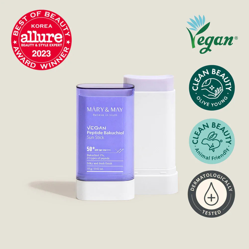 MARY & MAY | Vegan Peptide Backuchiol Sun Stick SPF50 + -18 gr - InternationalCosmetic