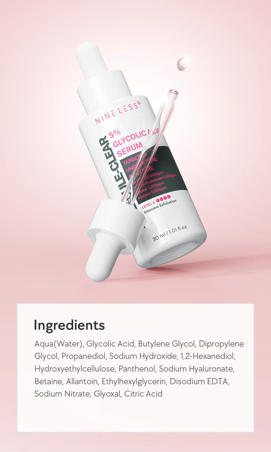 NINE LESS | 5% Glycolic Acid Serum - 30 ml