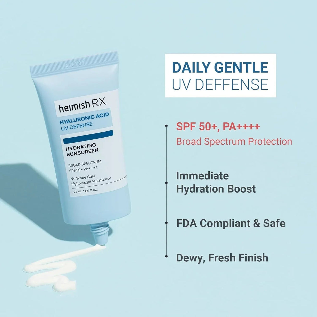 HEIMISH | RX Hyaluronic Acid Hydrating Sunscreen SPF50+ - 50ml - InternationalCosmetic