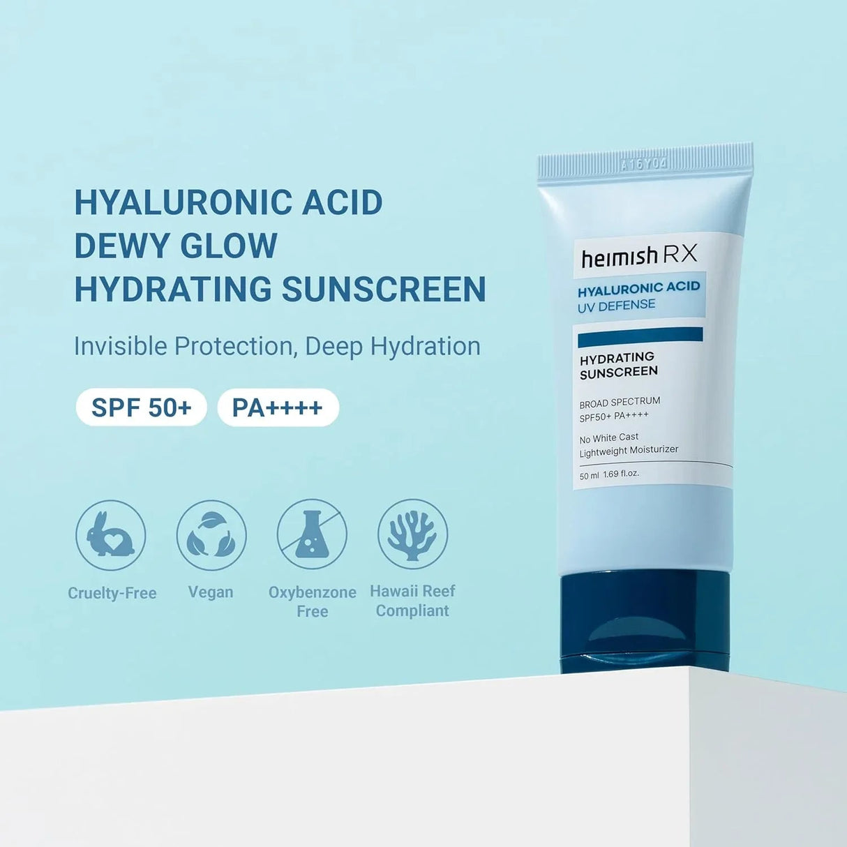 HEIMISH | RX Hyaluronic Acid Hydrating Sunscreen SPF50+ - 50ml - InternationalCosmetic
