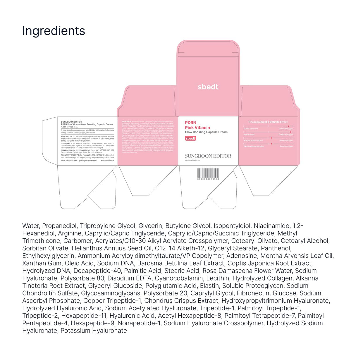 SUNGBOON EDITOR | PDRN Pink Vitamin Glow Boosting Capsule Cream - 50ml