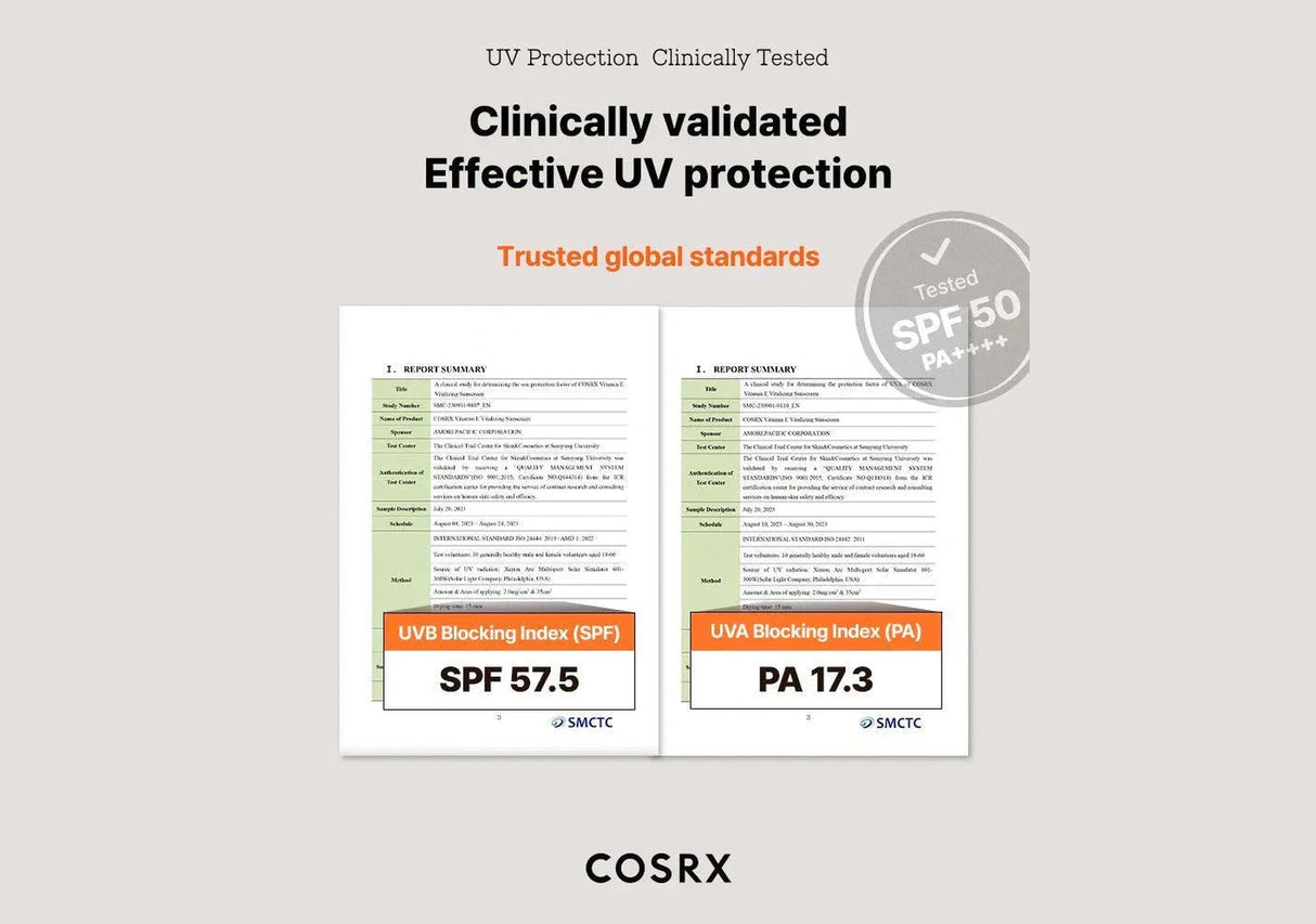 COSRX | Vitamin E Vitalizing Sunscreen Protector Solar SPF50+ - InternationalCosmetic