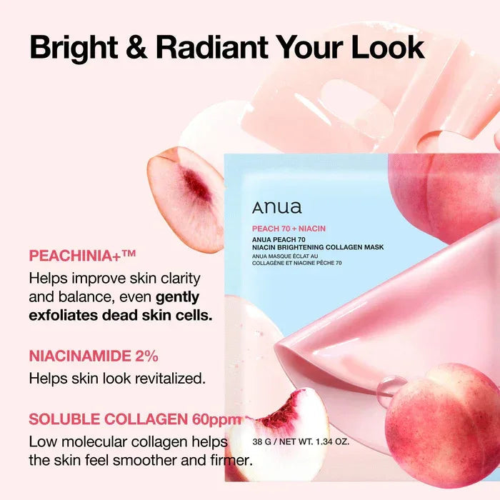ANUA | Peach 70 Niacin Brightening Collagen Mask - InternationalCosmetic