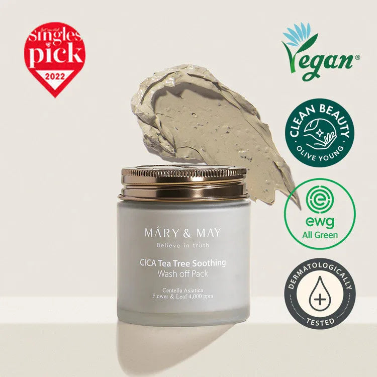 MARY & MAY | Cica Tea Tree Soothing Wash-Off Pack - InternationalCosmetic