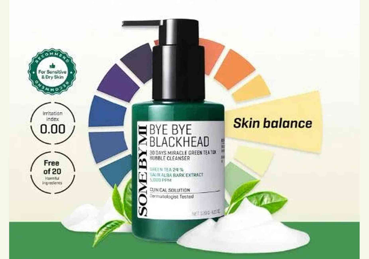 SOME BY MI | Bye Bye Blackhead 30 Days Miracle Green Tea Tox Bubble Cleanser - 120ml - InternationalCosmetic