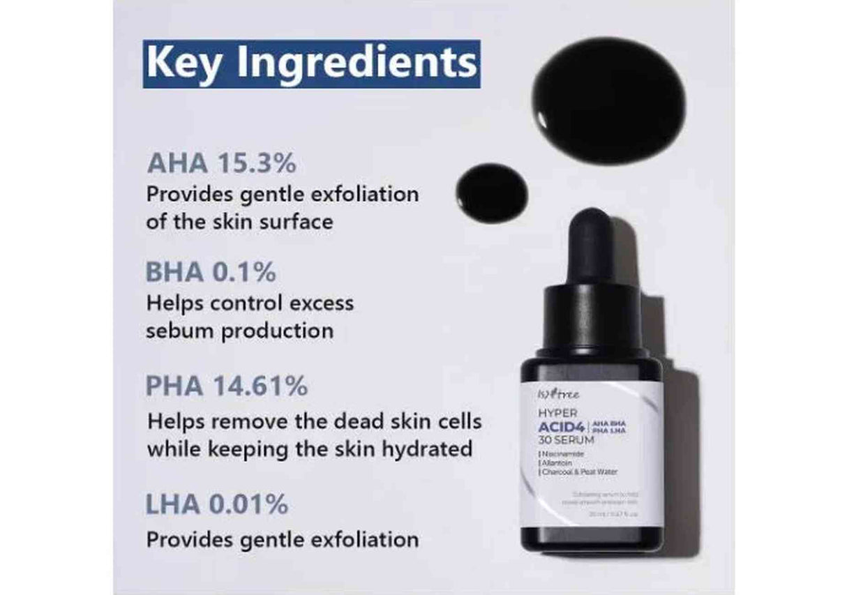 ISNTREE | Hyper Acid4 30 Serum AHA / BHA / PHA / LHA - 20ml - InternationalCosmetic