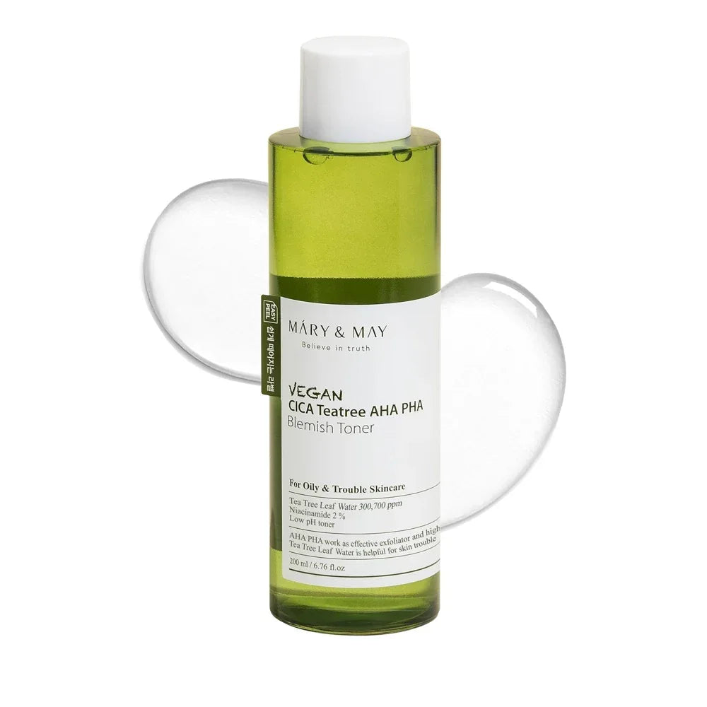 MARY & MAY | Vegan Cica Teatree AHA PHA Toner - 200 ml - InternationalCosmetic