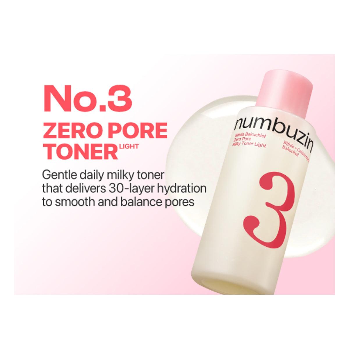 NUMBUZIN | No.3 Bifida Bakuchiol Zero Pore Milky Toner Light - 200ml