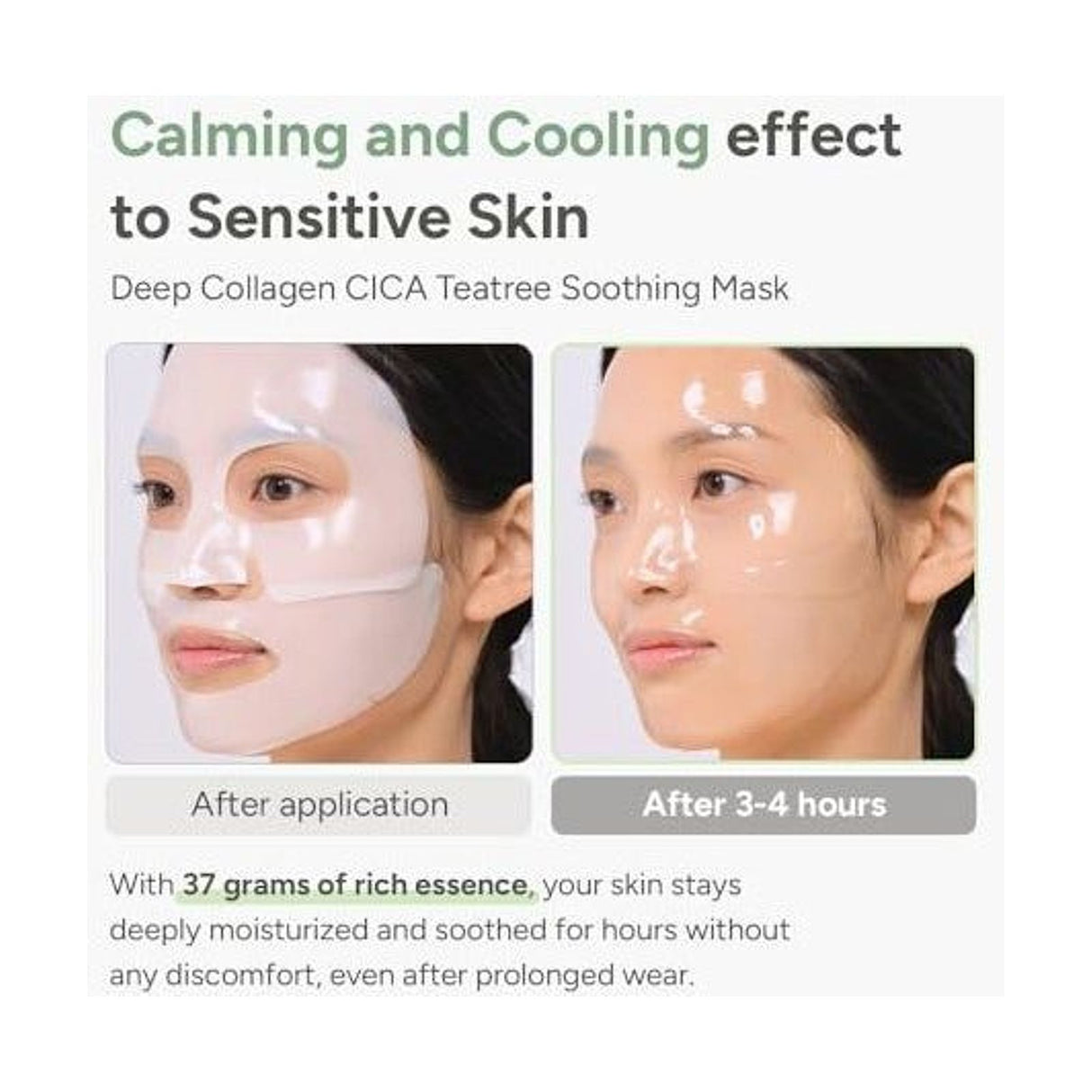 SUNGBOON EDITOR Deep Collagen Cica Tea Tree Soothing Mask - 1Ud: resultados cosméticos y evaluación de uso; protección solar y cuidado de la piel