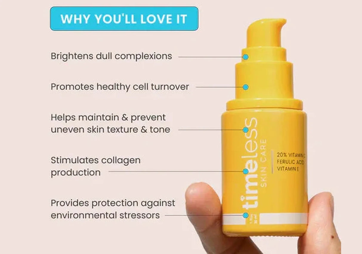 TIMELESS | 20 % Vitamin C + E + Ferulic Acid Serum - 120ml - InternationalCosmetic