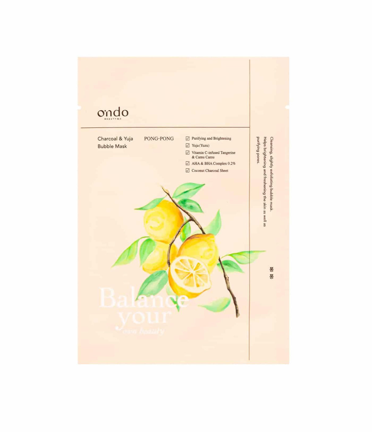 ONDO BEAUTY | Charcoal & Yuja Bubble Mask - 25 ml - InternationalCosmetic
