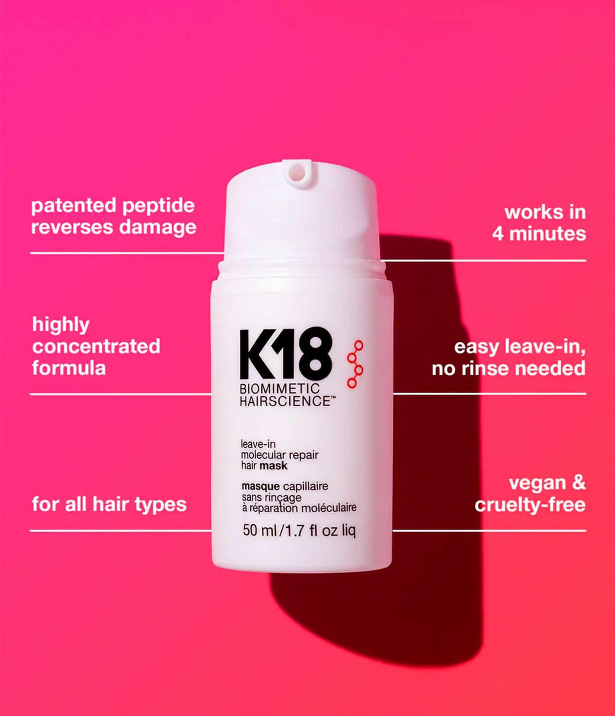 K18 HAIR | Leave-in Molecular Repair Hair Mask - 50ml - InternationalCosmetic