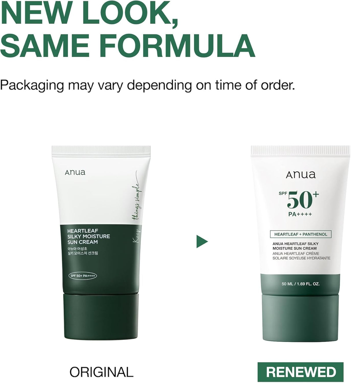 ANUA | Heartleaf + Panthenol Silky Moisture Sun Cream SPF50+ - 50ml