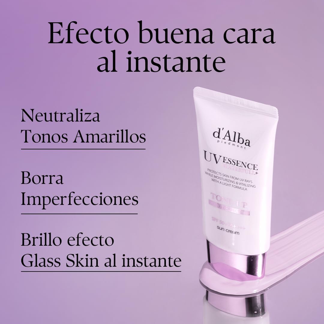 D'ALBA | UV Essence Waterfull Tone-Up Purple Correcting Sun Cream SPF50+ PA++++ Purple - 50 ml