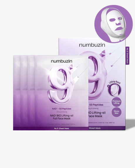 NUMBUZIN | No.9 NAD+ BIO Lifting-sil Full Face Mask (4 sheets + Lifting Band) - InternationalCosmetic