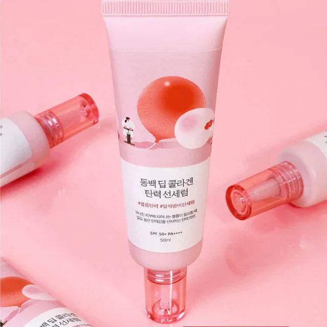 ROUND LAB | Camellia Deep Collagen Firming Sun Serum SPF50+ - 50 ml - InternationalCosmetic