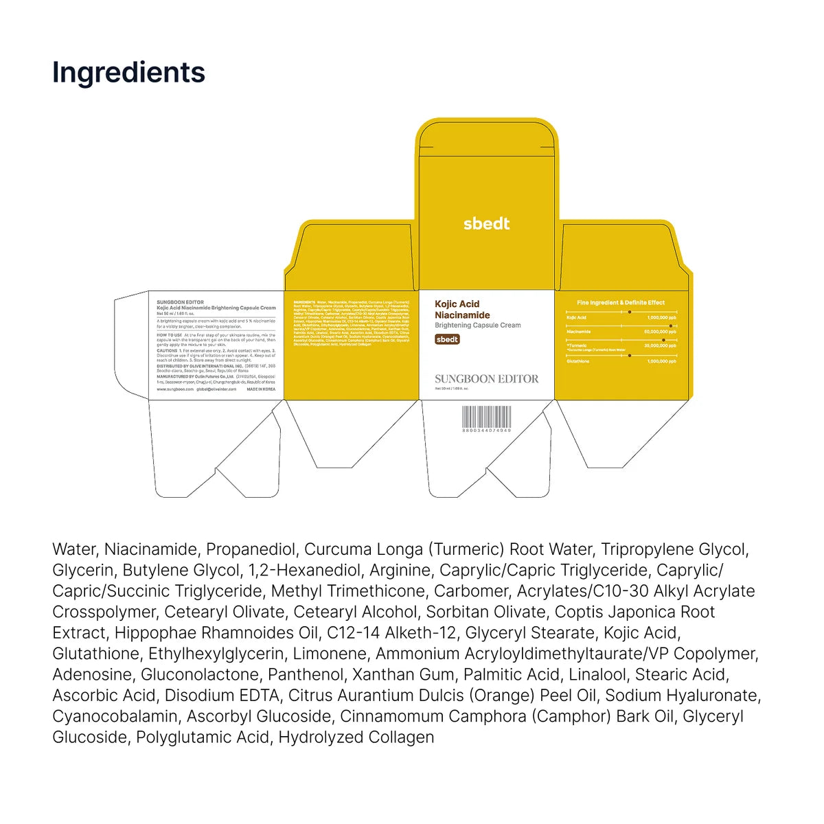 SUNGBOON EDITOR | Kojic Acid Niacinamide Brightening Capsule Cream - 50ml