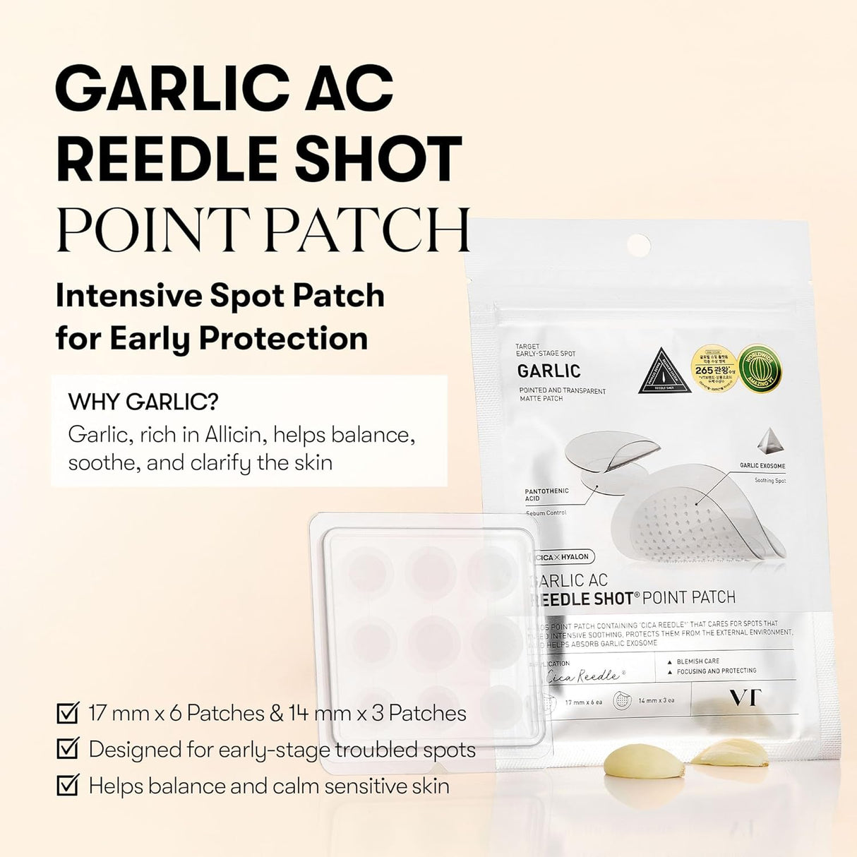 VT COSMETICS | Garlic AC Reedle Shot Point Patch - 9ud