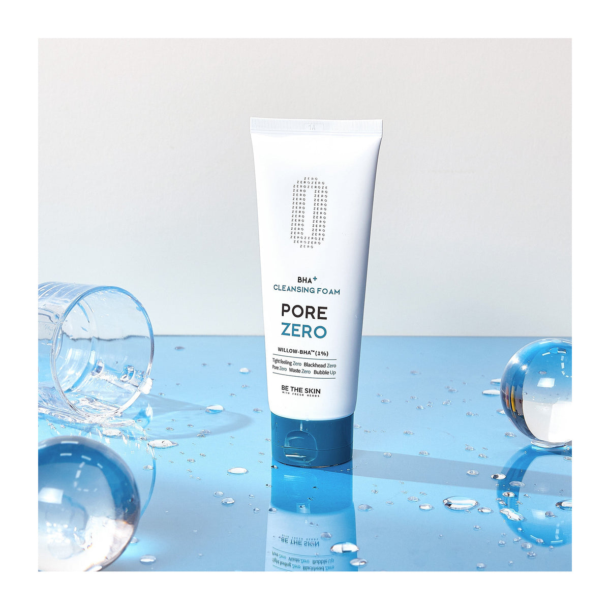 BE THE SKIN BHA+ Cleansing Foam Pore Zero - 150g: envase o producto exacto sobre fondo blanco; limpieza y confort de la piel