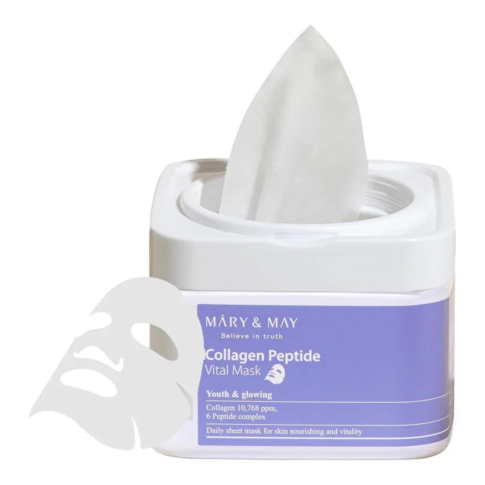 MARY & MAY | Collagen Peptide Vital Mask 30 sheets - 400 ml - InternationalCosmetic