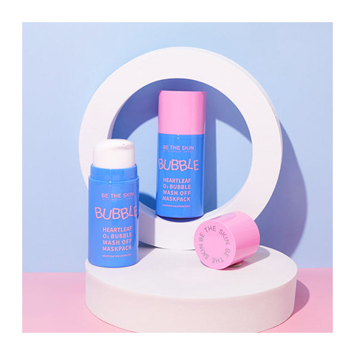 BE THE SKIN Heartleaf O2 Bubble Wash Off Maskpack - 50g: detalle del envase y de la presentación; mascarilla cosmética de cuidado intensivo
