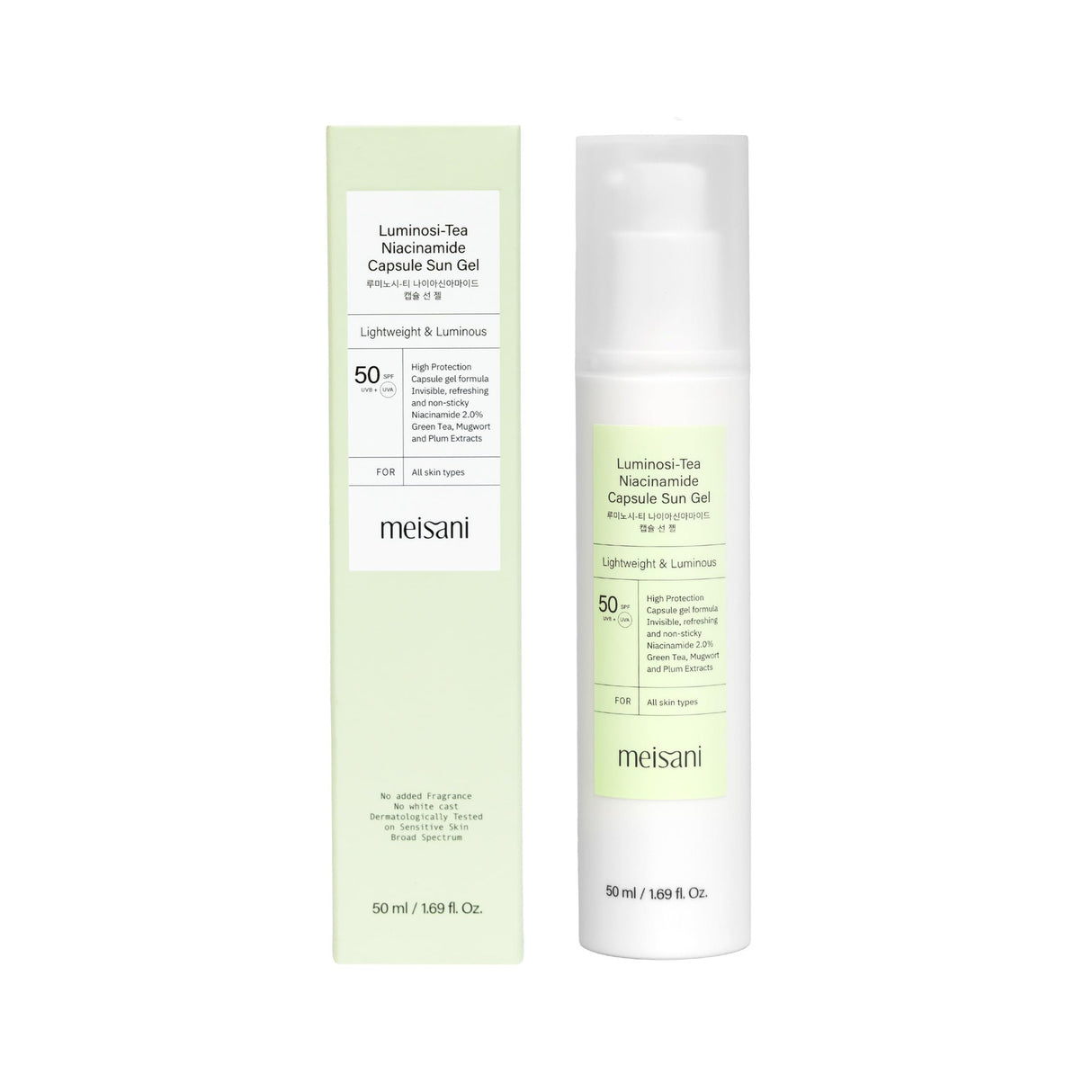 MEISANI | Luminosi-Tea Niacinamide Capsule Sun Gel SPF50 - 50ml