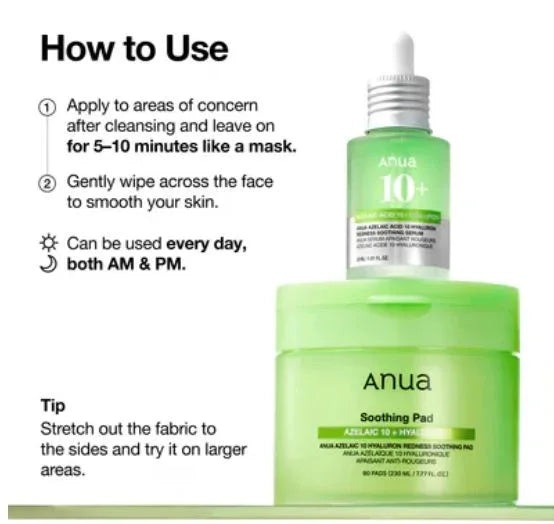 ANUA | Azelaic 10 Hyaluron Redness Soothing Pad - 90ml - InternationalCosmetic