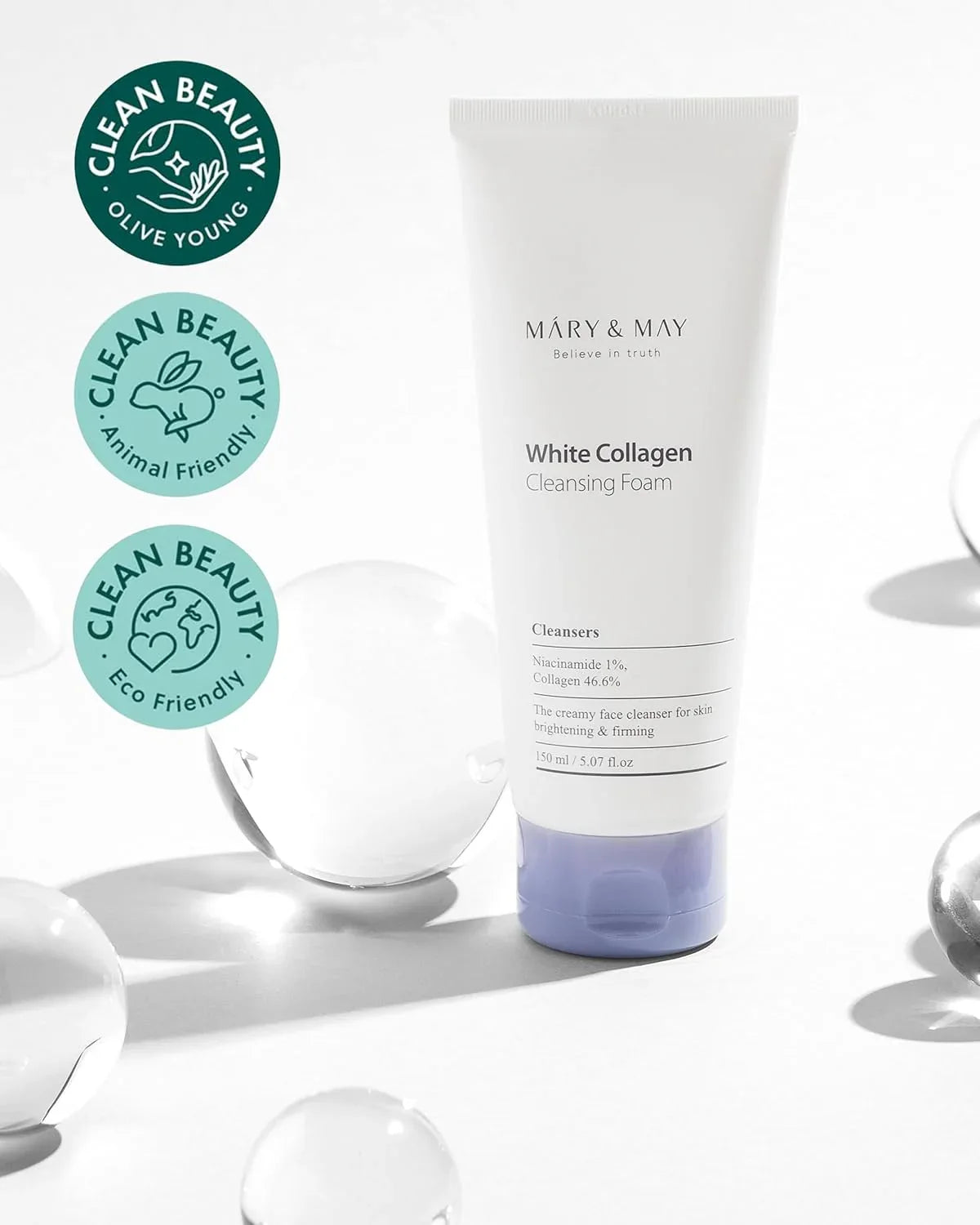 MARY & MAY | White Collagen Cleansing Foam - 150 ml - InternationalCosmetic